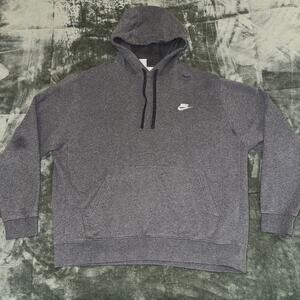 Nike Hoodie Men’s XL Gray Cotton Drawstring Swoosh Logo Kangaroo Pocket Pullover
